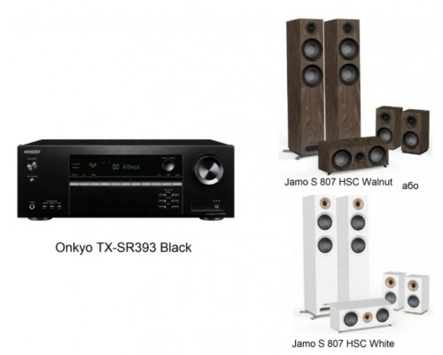 Onkyo TX-SR393 Black + Jamo S 807 HSC