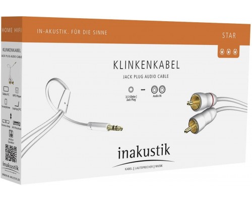 Inakustik Star 3,5mm Mini Jack > 2 x RCA white 1,5m